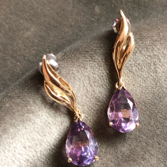 14k amethyst drop earrings - Picture 5 of 14